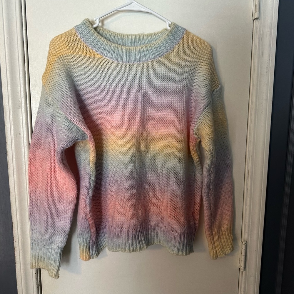 SHEIN Pastel Gradient Crewneck Sweater